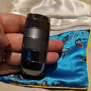 Silver and Black Metal Cuff Bracelet